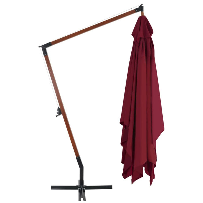 Umbrelă consolă de grădină cu stâlp din lemn, bordo, 400x300 cm - WALTI WALTI