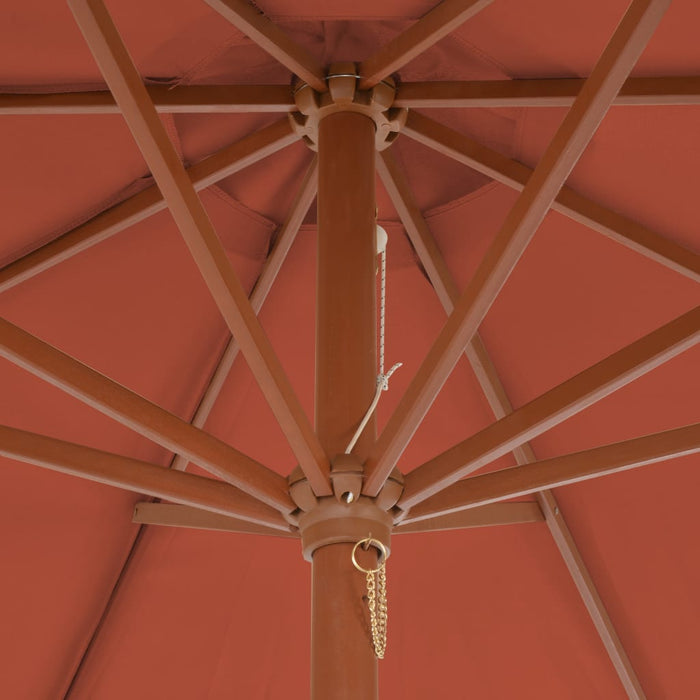 Umbrelă de exterior cu stâlp din lemn, 300 cm, teracotă WALTI