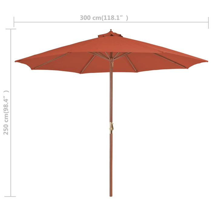 Umbrelă de exterior cu stâlp din lemn, 300 cm, teracotă WALTI
