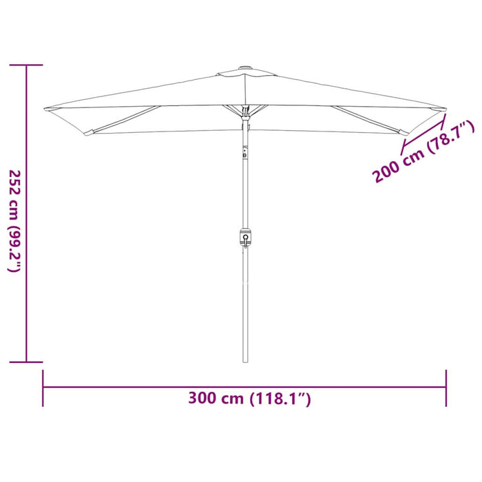 Umbrelă de soare exterior, stâlp metalic, cărămiziu, 300x200 cm - WALTI WALTI