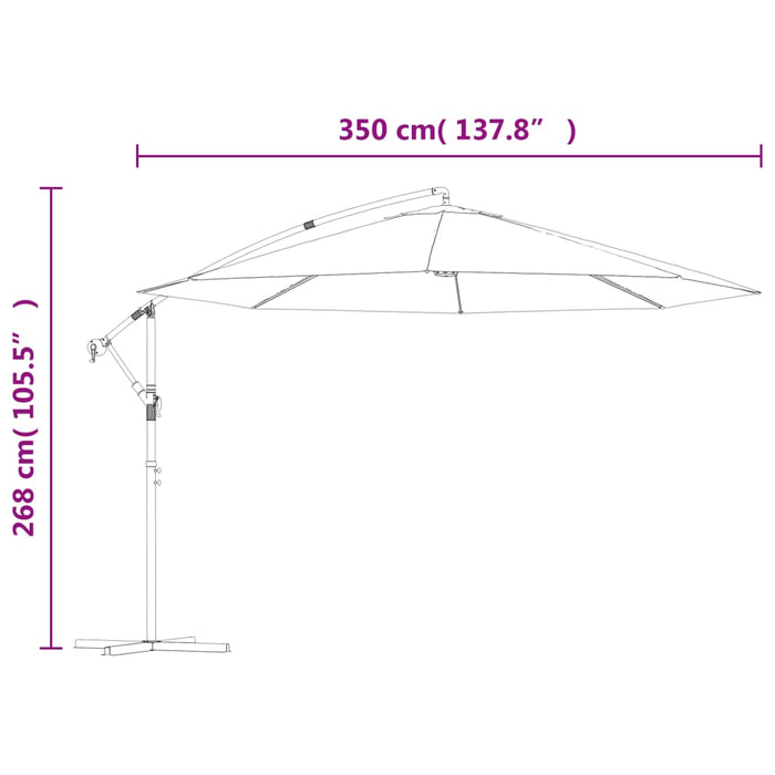 Umbrelă în consolă cu stâlp din aluminiu, 350 cm, cărămiziu - WALTI WALTI