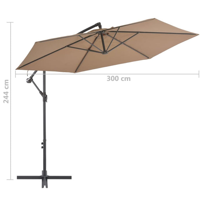 Umbrelă consolă de grădină cu stâlp din aluminiu, taupe, 300 cm - WALTI WALTI