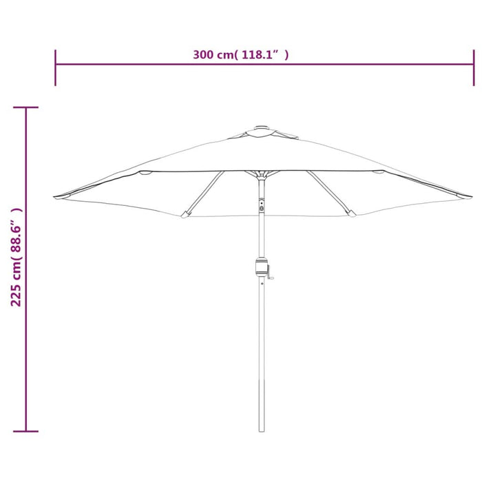 Umbrelă de soare exterior cu LED & stâlp de oțel antracit 300cm - WALTI WALTI