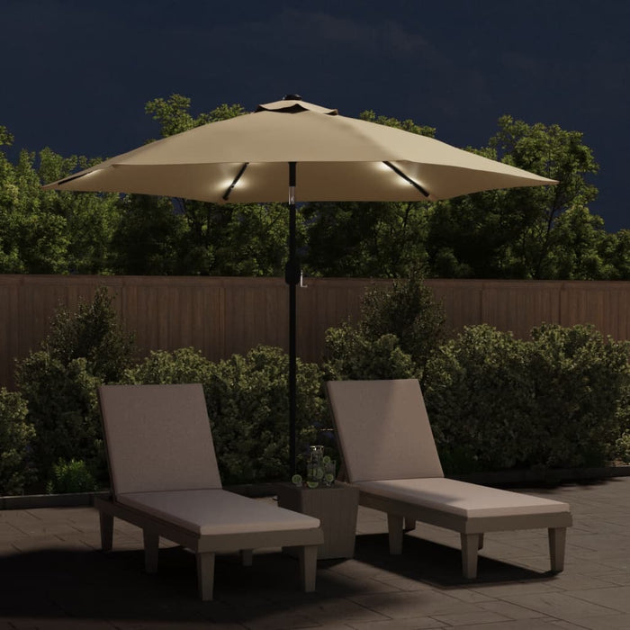 Umbrelă de soare exterior, LED-uri și stâlp oțel, taupe, 300 cm WALTI