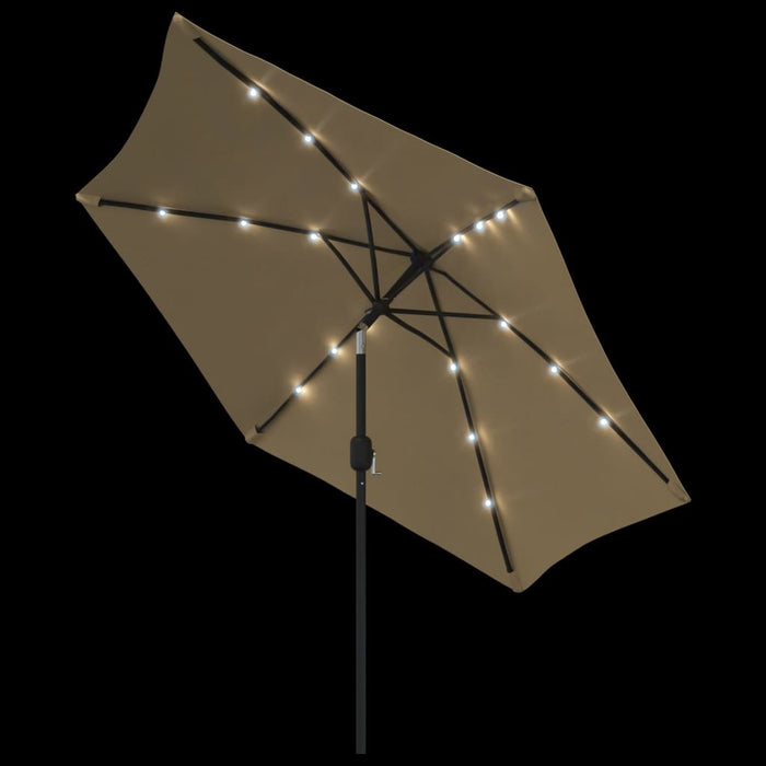 Umbrelă de soare exterior, LED-uri și stâlp oțel, taupe, 300 cm WALTI