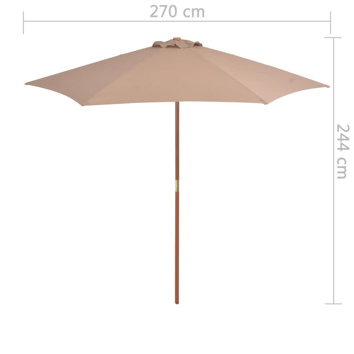 Umbrelă de soare de exterior cu stâlp din lemn, taupe, 270 cm - WALTI WALTI