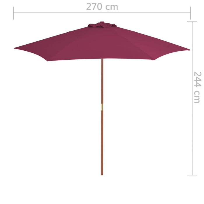 Umbrelă de soare de exterior, stâlp lemn, roșu bordo, 270 cm - WALTI WALTI