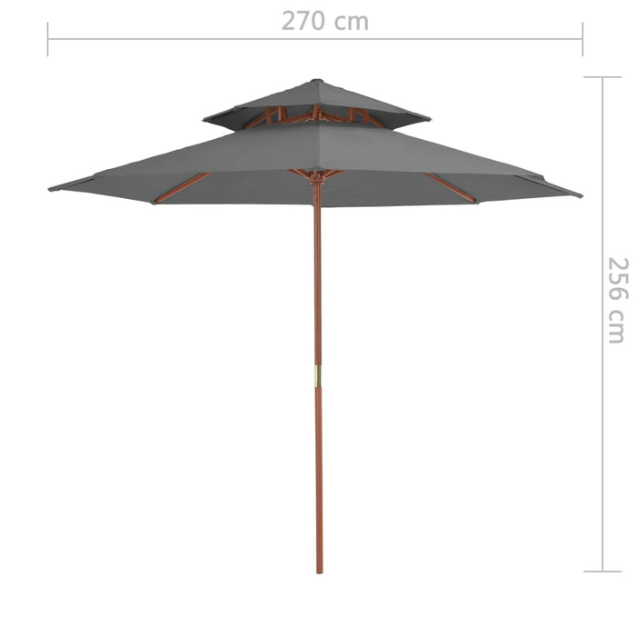 Umbrelă de soare dublă, stâlp din lemn, 270 cm, antracit - WALTI WALTI