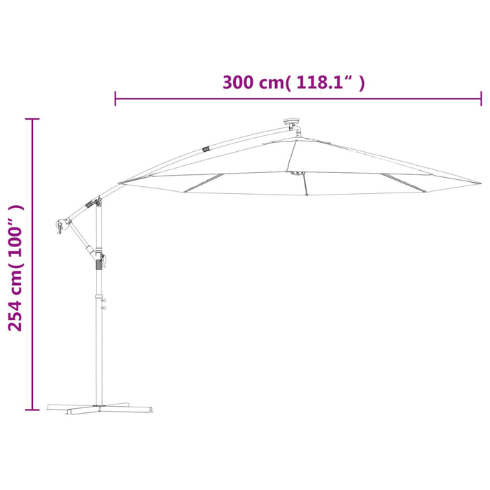 Umbrelă în consolă cu LED și stâlp din oțel, taupe, 300 cm - WALTI WALTI