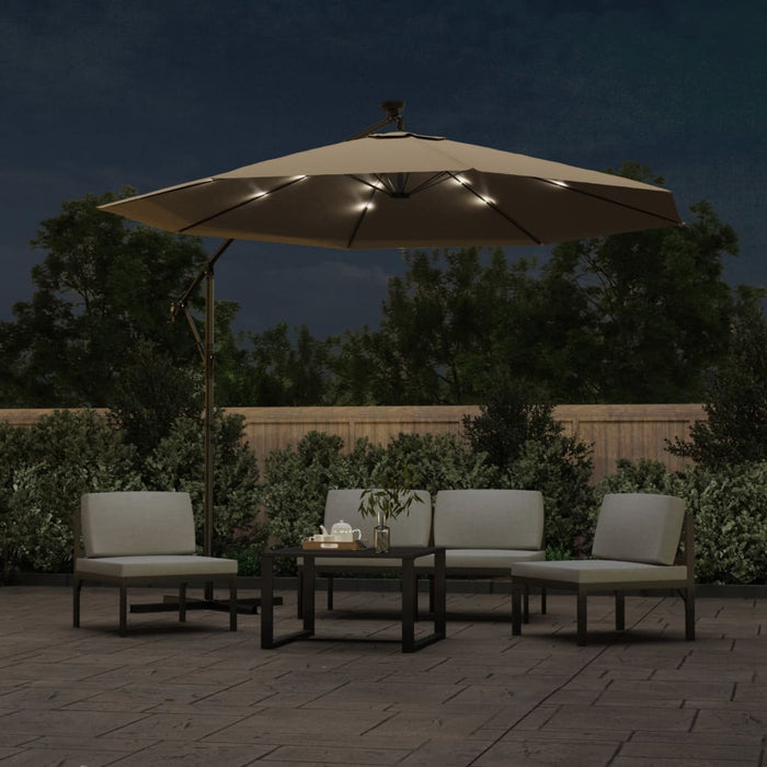 Umbrelă în consolă cu LED și stâlp din oțel, taupe, 300 cm - WALTI WALTI