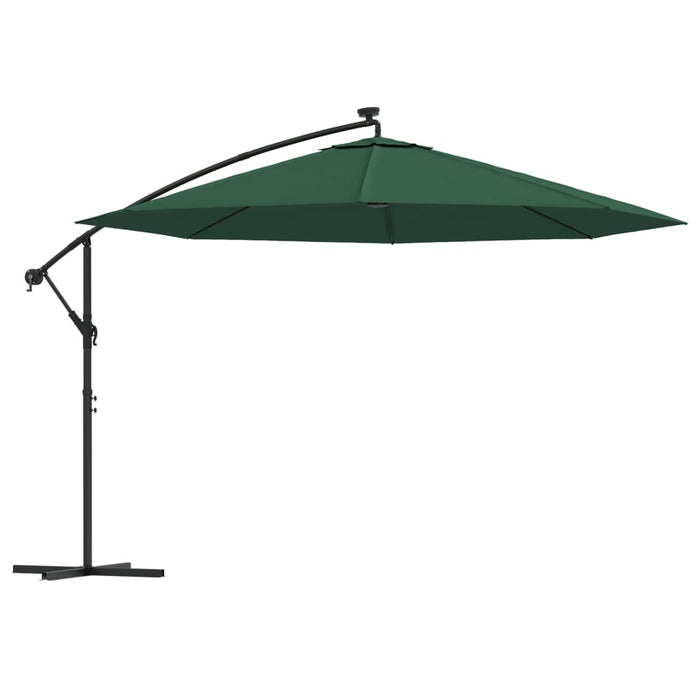Umbrelă în consolă cu LED-uri și stâlp metalic, verde, 350 cm WALTI