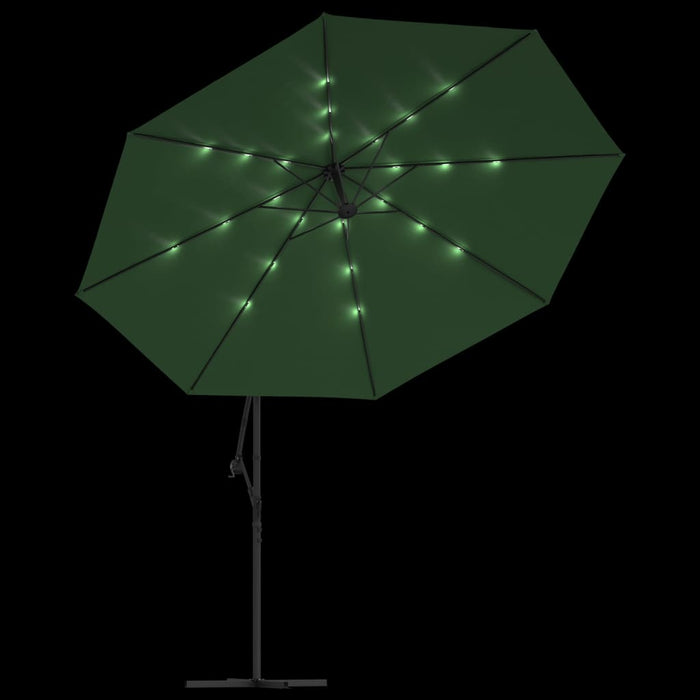 Umbrelă în consolă cu LED-uri și stâlp metalic, verde, 350 cm WALTI