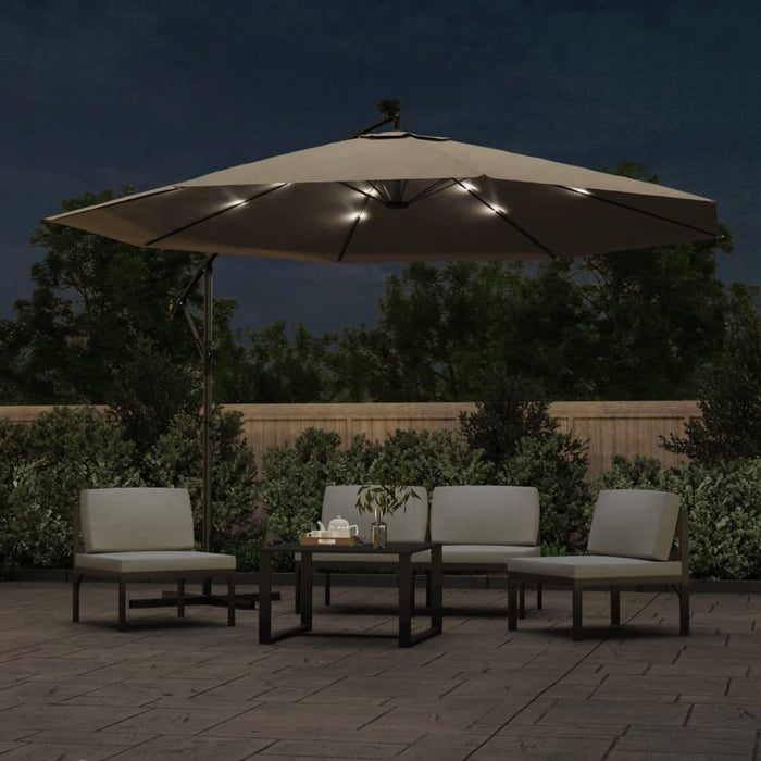 Umbrelă în consolă cu LED-uri și stâlp metalic, taupe, 350 cm - WALTI WALTI