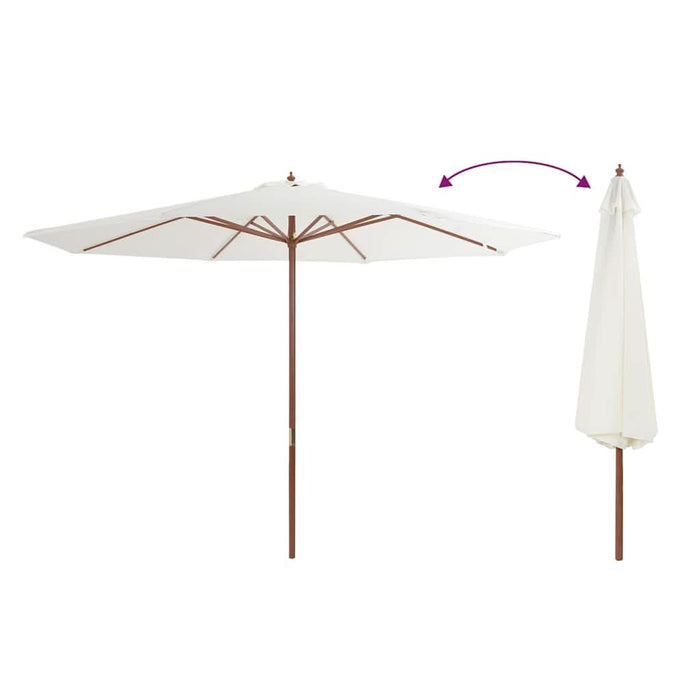 Umbrelă de soare exterior, stâlp din lemn, alb nisipiu, 350 cm - WALTI WALTI
