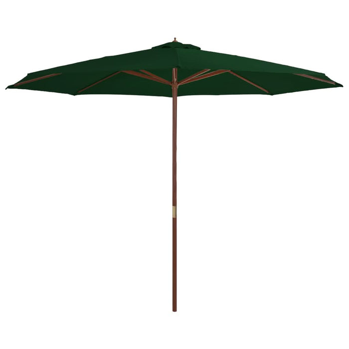 Umbrelă de soare de exterior, stâlp din lemn, verde, 350 cm - WALTI WALTI
