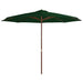 Umbrelă de soare de exterior, stâlp din lemn, verde, 350 cm - WALTI WALTI