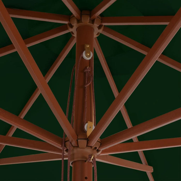 Umbrelă de soare de exterior, stâlp din lemn, verde, 350 cm - WALTI WALTI