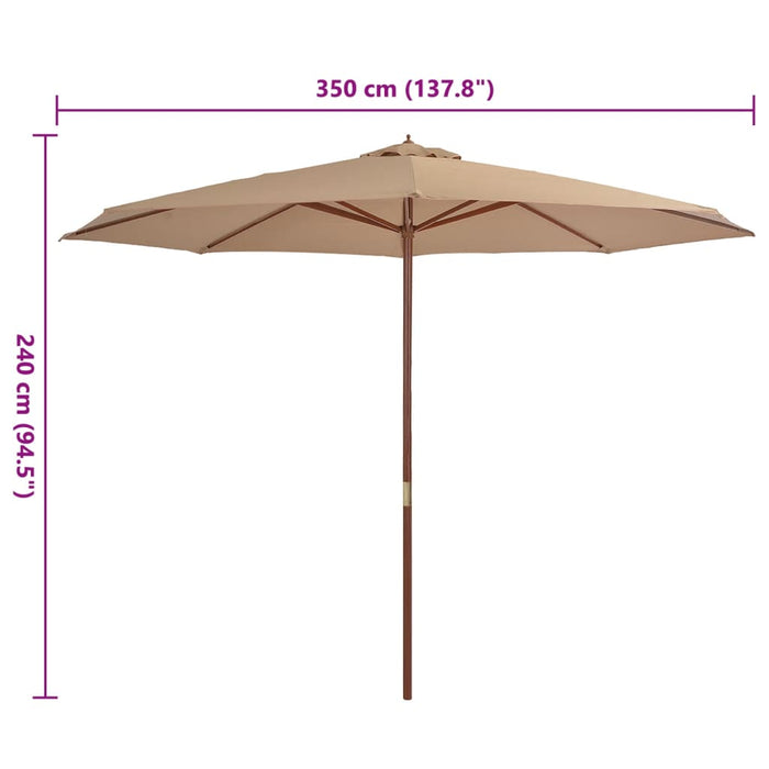 Umbrelă de soare de exterior, stâlp din lemn, gri taupe, 350 cm - WALTI WALTI