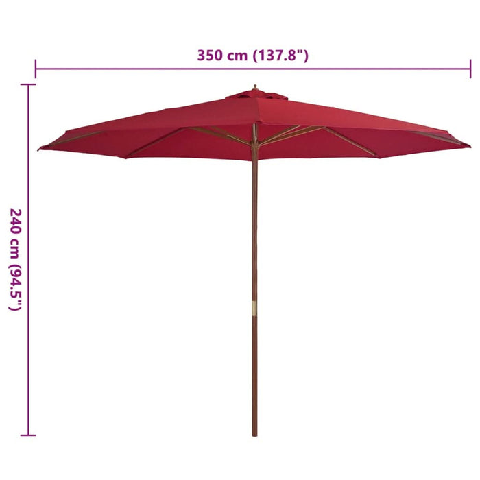 Umbrelă de soare de exterior cu stâlp din lemn, vișiniu, 350 cm - WALTI WALTI
