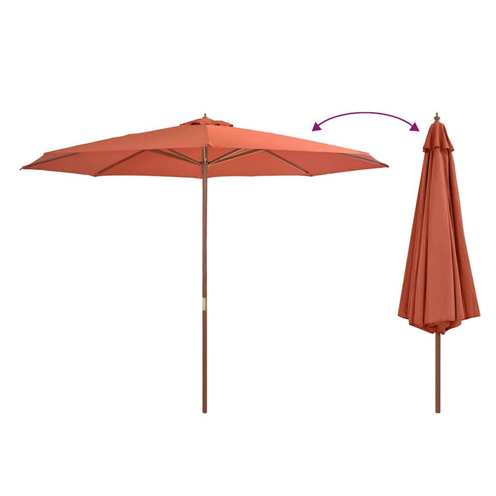 Umbrelă de soare de exterior, stâlp lemn, cărămiziu, 350 cm - WALTI WALTI