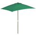 Umbrelă de Soare de Exterior cu Stâlp de Lemn 150x200 cm Verde - WALTI WALTI