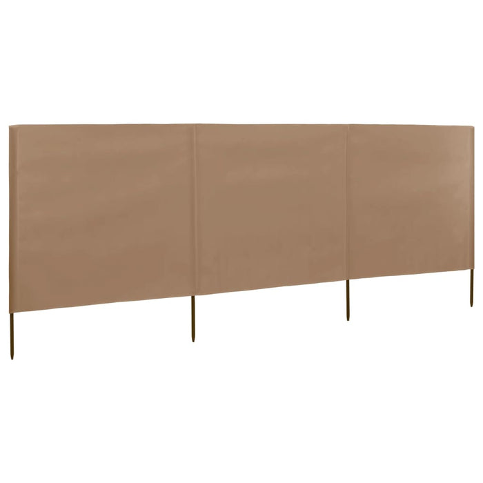 Paravan anti-vânt cu 3 panouri, gri taupe, 400x120 cm, textil - WALTI WALTI