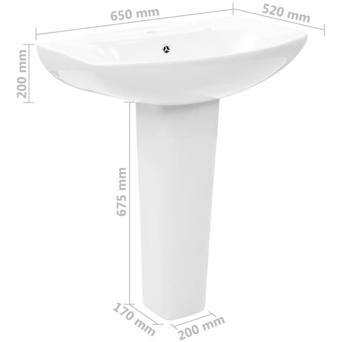 Lavoar cu piedestal, alb, 650 x 520 x 200 mm, ceramică - WALTI WALTI