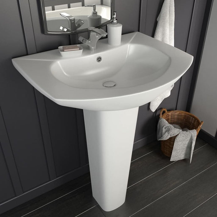 Lavoar cu piedestal, alb, 650 x 520 x 200 mm, ceramică - WALTI WALTI