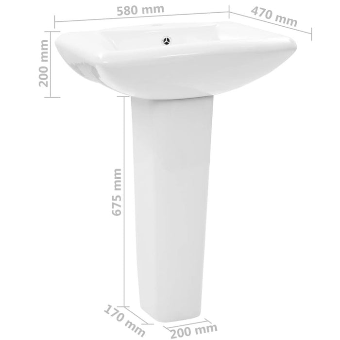 Lavoar cu piedestal, alb, 580 x 470 x 200 mm, ceramică - WALTI WALTI