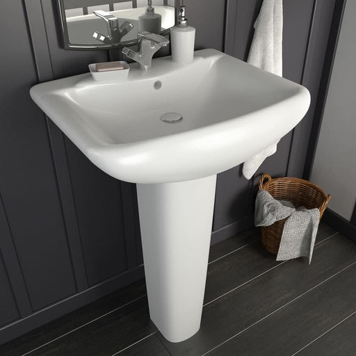 Lavoar cu piedestal, alb, 580 x 470 x 200 mm, ceramică - WALTI WALTI