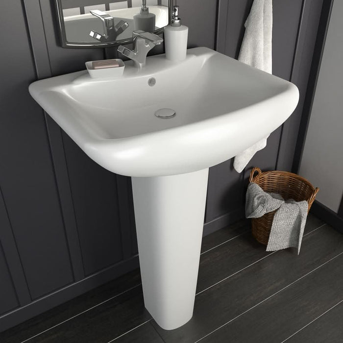 Lavoar cu piedestal, alb, 580 x 470 x 200 mm, ceramică - WALTI WALTI