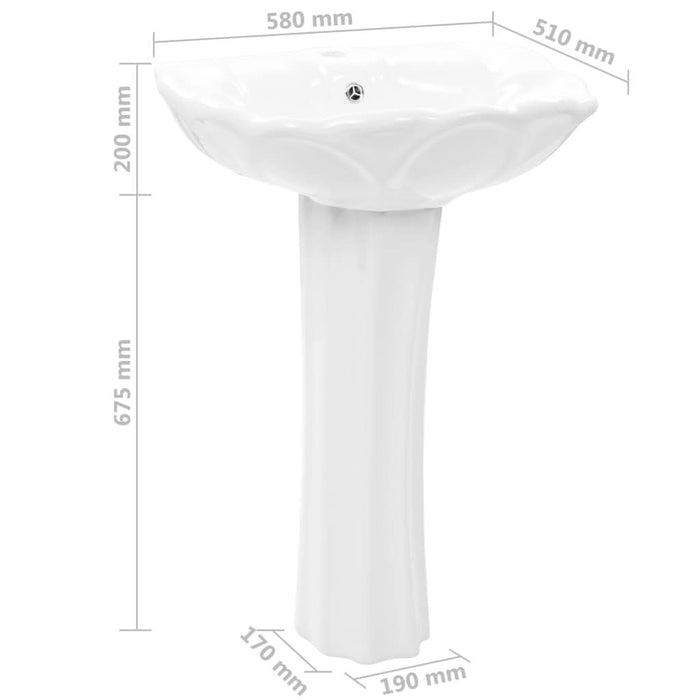 Lavoar cu piedestal, alb, 580 x 510 x 200 mm, ceramică - WALTI WALTI