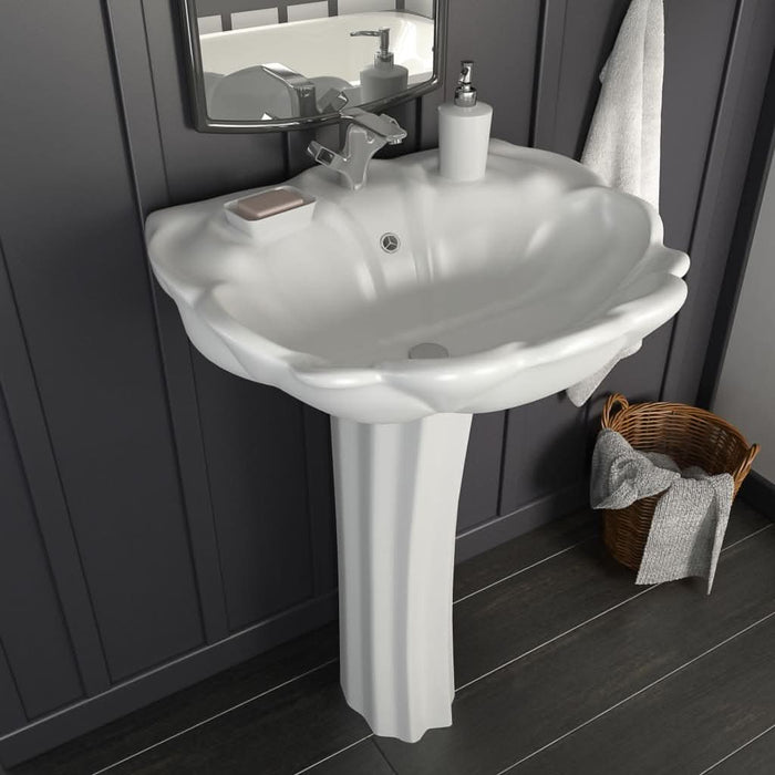 Lavoar cu piedestal, alb, 580 x 510 x 200 mm, ceramică - WALTI WALTI
