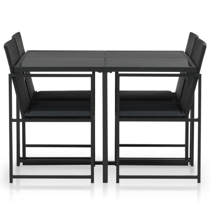 Set mobilier de exterior cu perne, 5 piese, negru, poliratan WALTI
