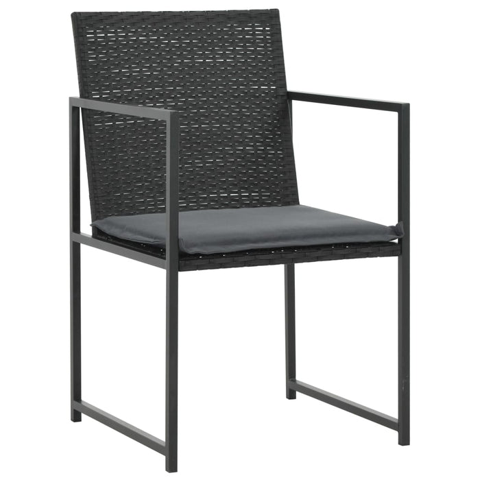 Set mobilier de exterior cu perne, 5 piese, negru, poliratan WALTI