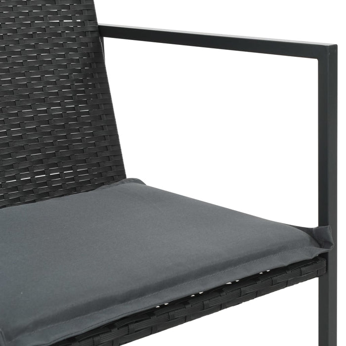 Set mobilier de exterior cu perne, 5 piese, negru, poliratan WALTI
