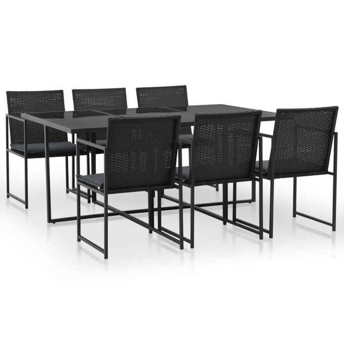 Set mobilier de exterior cu perne, 7 piese, negru, poliratan - WALTI WALTI