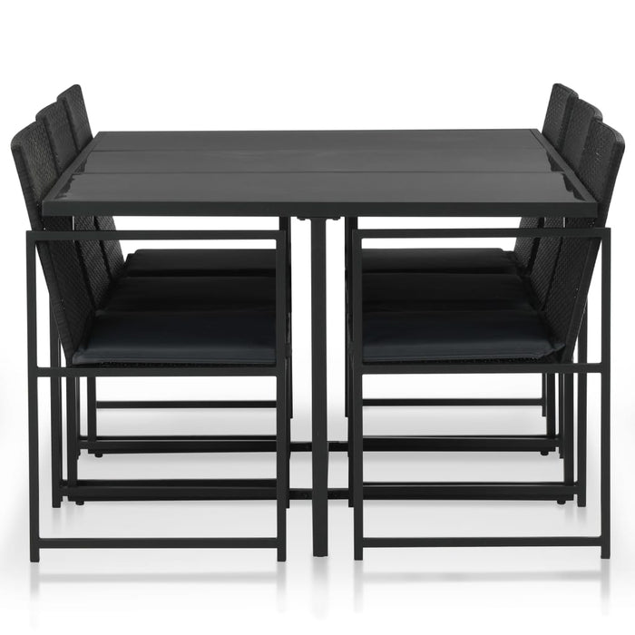 Set mobilier de exterior cu perne, 7 piese, negru, poliratan - WALTI WALTI