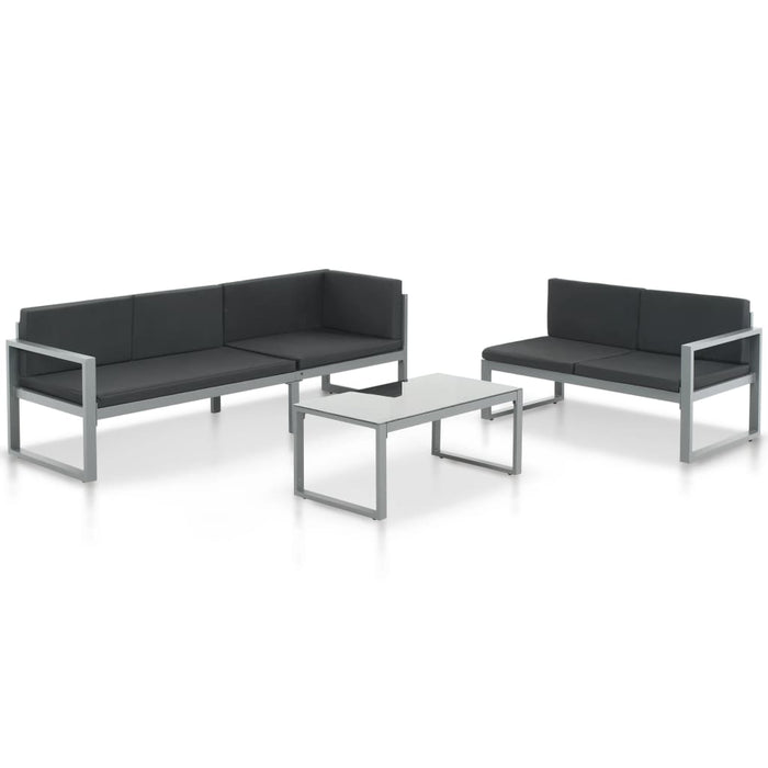 Set mobilier de grădină cu perne 3 piese negru aluminiu - WALTI WALTI