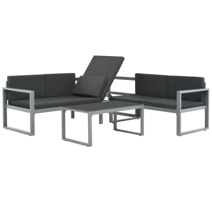 Set mobilier de grădină cu perne 3 piese negru aluminiu - WALTI WALTI