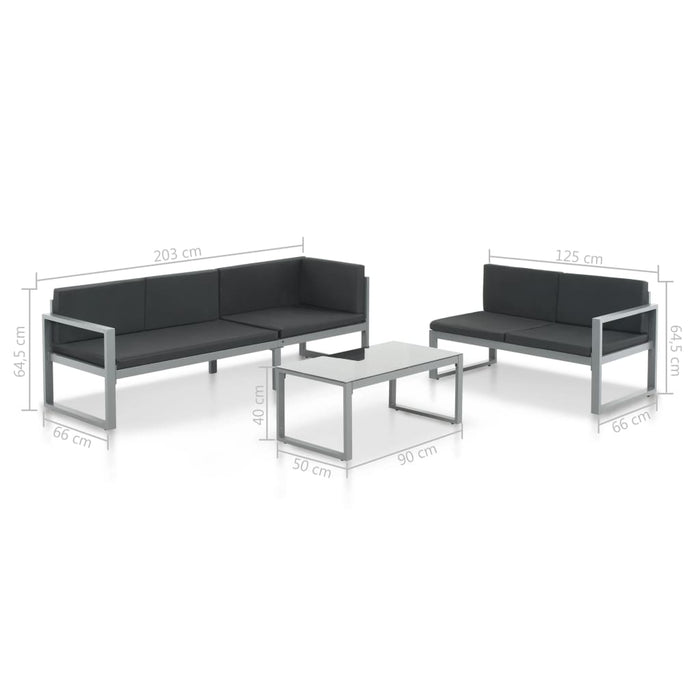 Set mobilier de grădină cu perne 3 piese negru aluminiu - WALTI WALTI