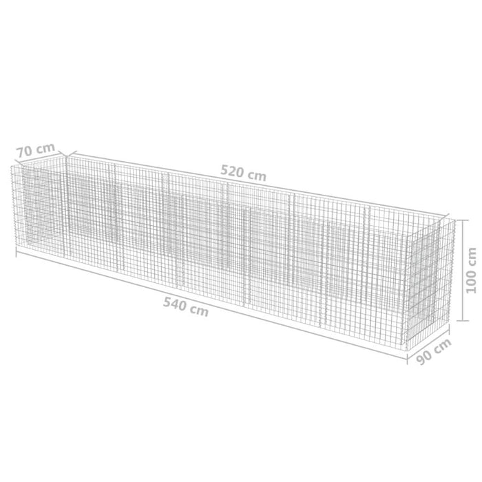 Strat înălțat gabion, 540 x 90 x 100 cm, oțel galvanizat - WALTI WALTI