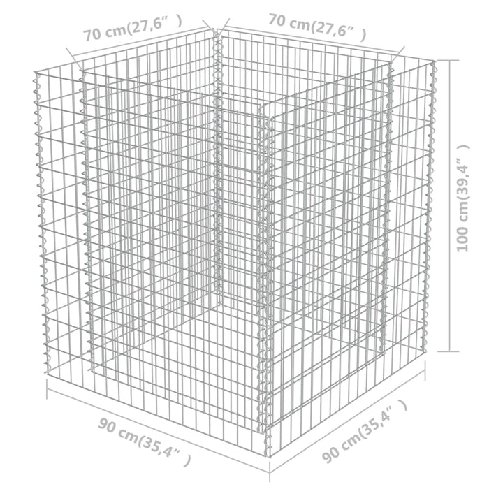Strat înălțat gabion, 90 x 90 x 100 cm, oțel galvanizat - WALTI WALTI
