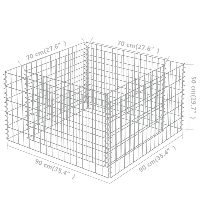 Strat înălțat gabion, 90 x 90 x 50 cm, oțel galvanizat - WALTI WALTI