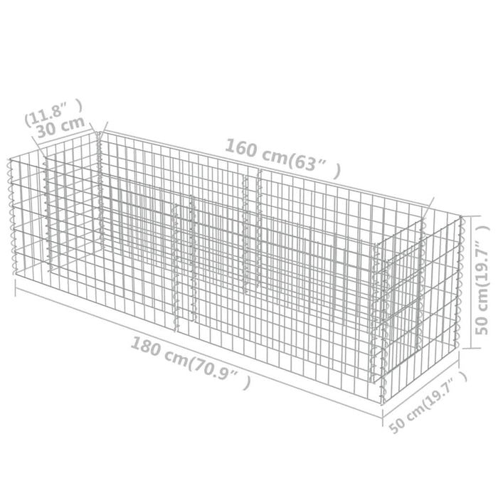 Strat înălțat gabion, 180 x 50 x 50 cm, oțel galvanizat - WALTI WALTI
