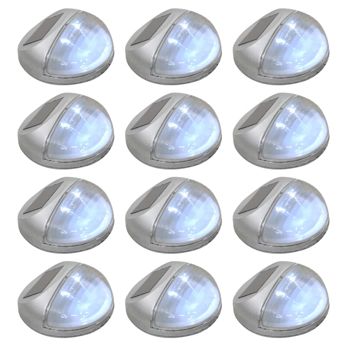 Lămpi solare de exterior cu LED-uri, 12 buc., argintiu, rotund - WALTI WALTI