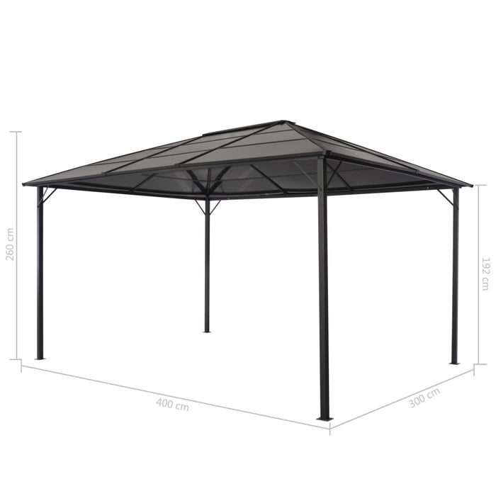 Pavilion cu acoperiș, negru, 4 x 3 x 2,6 m, aluminiu - WALTI WALTI