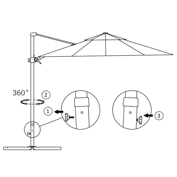 Umbrelă suspendată cu stâlp din aluminiu, antracit, 250x250 cm - WALTI WALTI