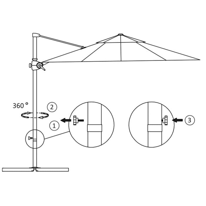 Umbrelă suspendată cu stâlp din oțel, verde, 300 cm - WALTI WALTI