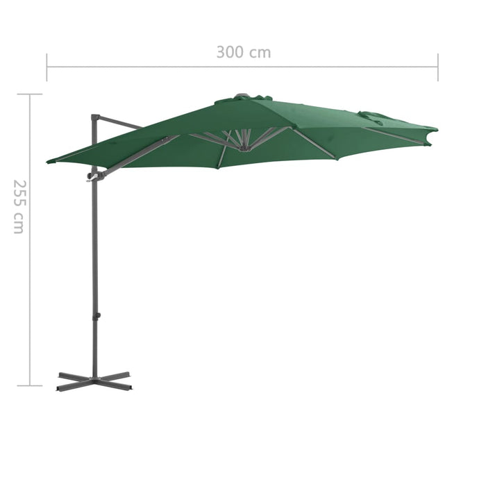 Umbrelă suspendată cu stâlp din oțel, verde, 300 cm - WALTI WALTI